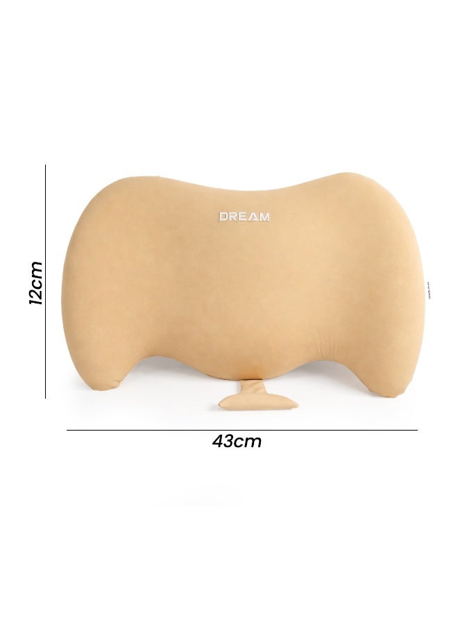 SPIDER Ergonomic Memory Foam Lumbar Back Support Cushion for Car Seat & Office Chair, Orthopedic Lower Back Pillow for Posture Correction, Spine Alignment & Back Pain Relief, High Density Foam, Compact 43x12cm Support Cushion Beige - Image 2